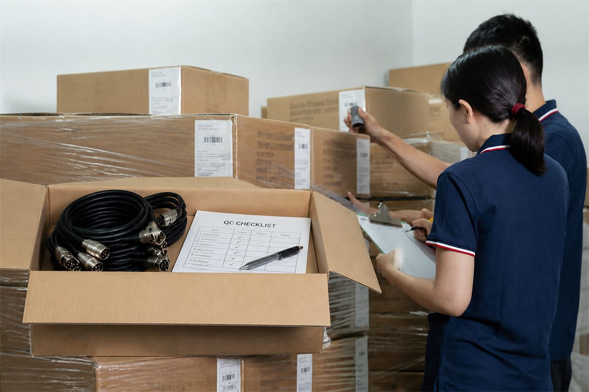 Example pre-shipment documentation check for packaged industrial cable assemblies